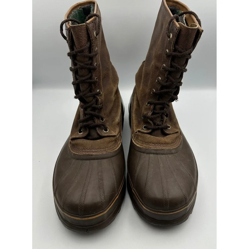 Sorel Mounty Brown Leather Insulated Snow Duck‎ Boots NM1085-219 Mens Sz 11 Vtg